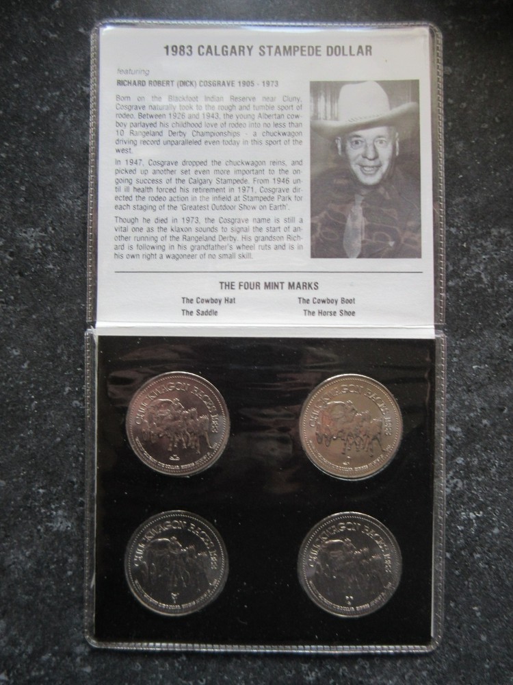 1983 Calgary Stampede Four Mint Mark Dollar Set