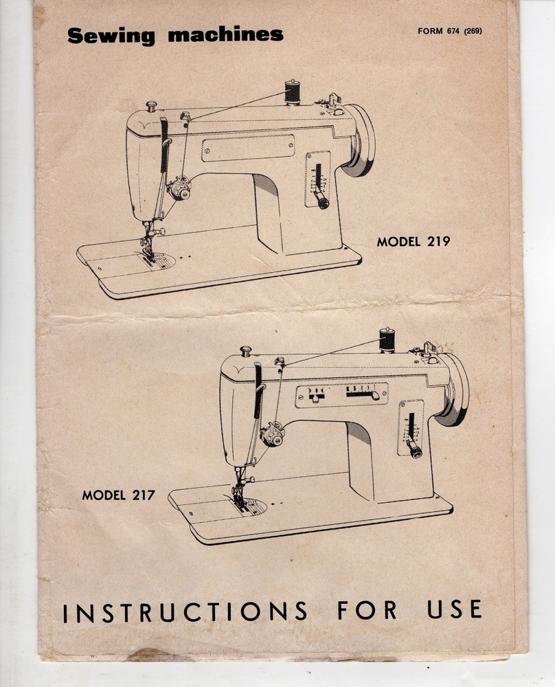 Sewing Machine Instruction Booklet Model 219 Model 217