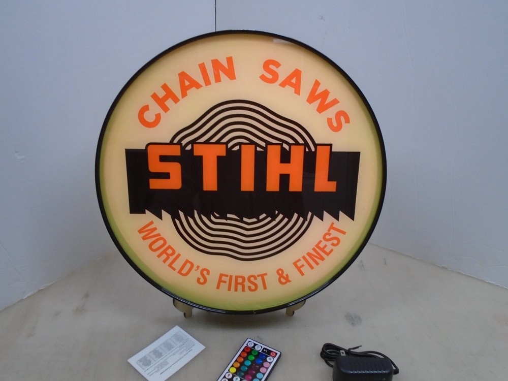 Stihl Chainsaws logo Round LED Display lighted sign lightbox Wall Hanging