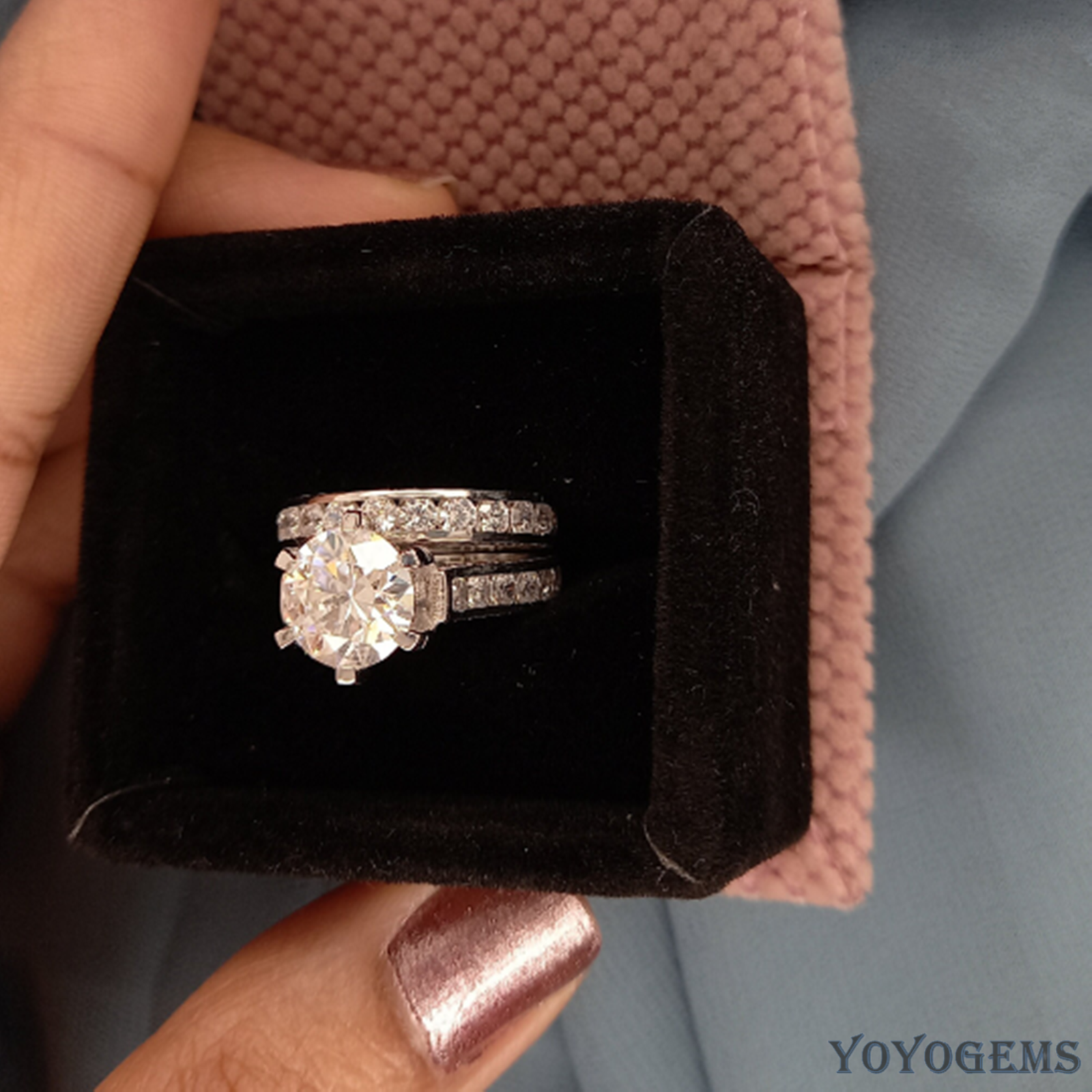 3.00 CT Bridal Set Moissanite Engagement Ring Solid 14k White Gold Round Cut