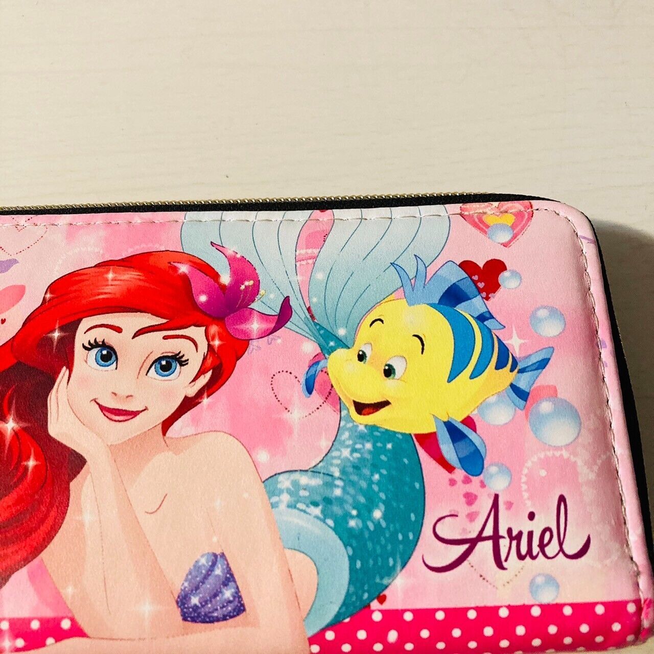 Disney Little Mermaid Purse Long Wallet Ariel Coin Case Princess Pink Prize Rare