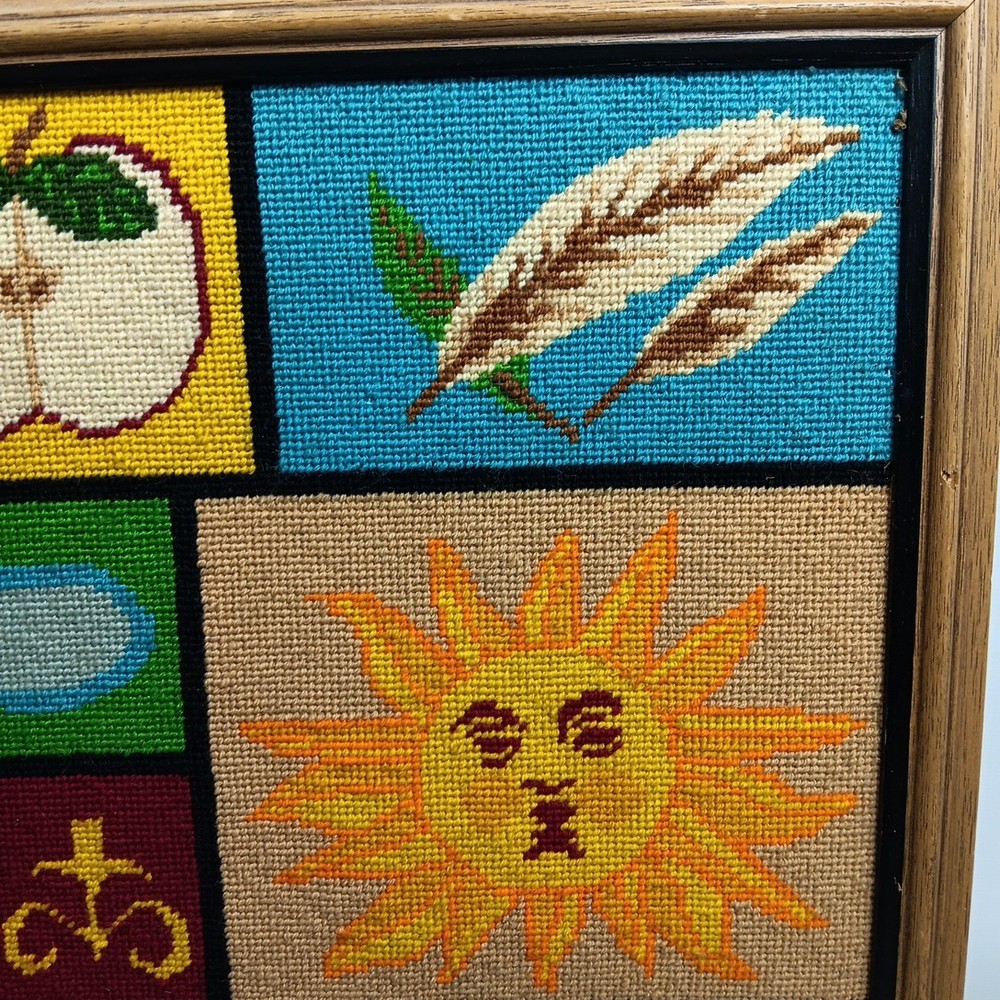 Vintage Needlework Framed 15” X 15”