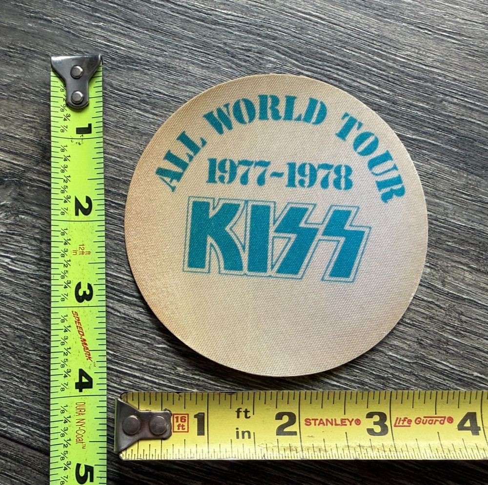 KISS Pass Satin Love Gun Alive 2 Tour 1977 1978 Round Blue Vintage Kiss Aucoin