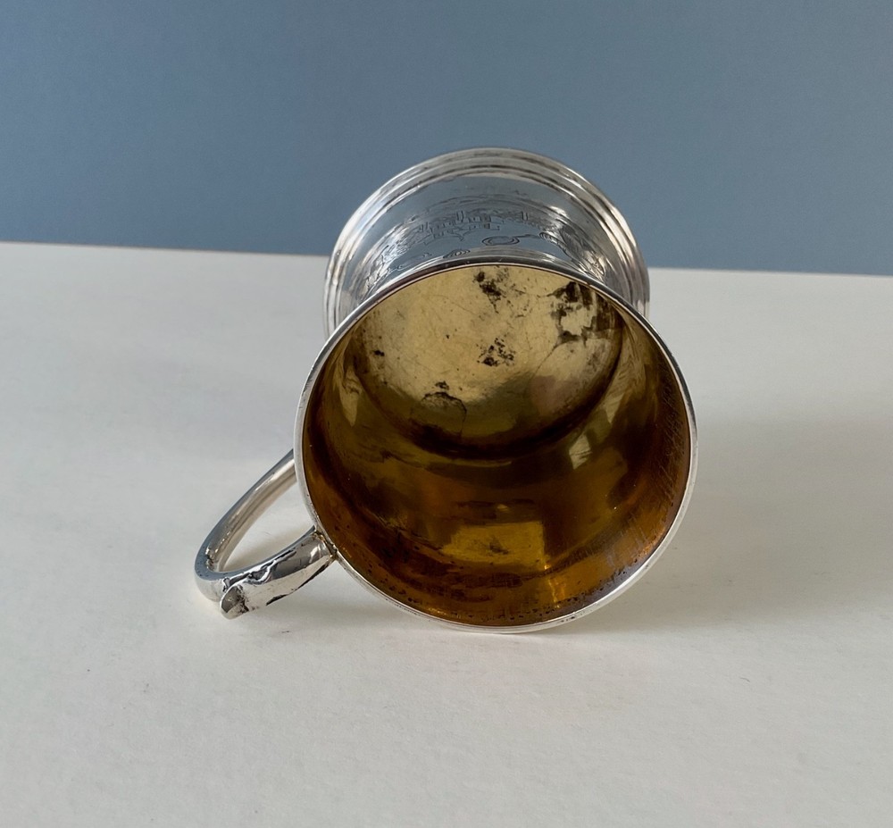 Antique Solid Silver 'Badminton' Gilded Mug Victorian