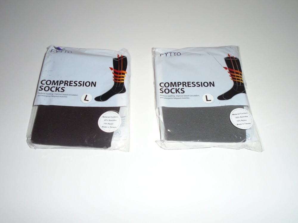 FYTTO Women's Compression Socks Knee High 2 Pair Size Large New