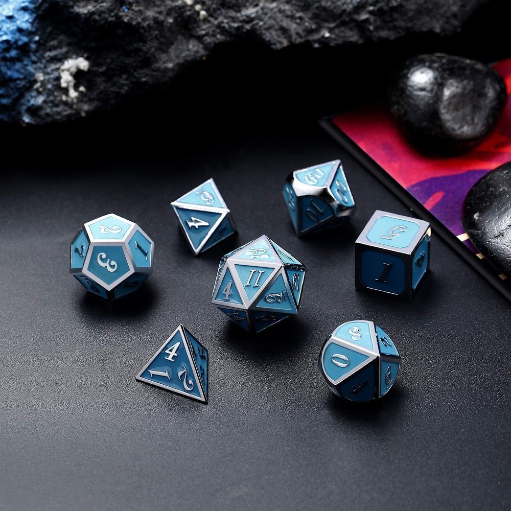 D&D Metal Dice Set with Glowing Effect