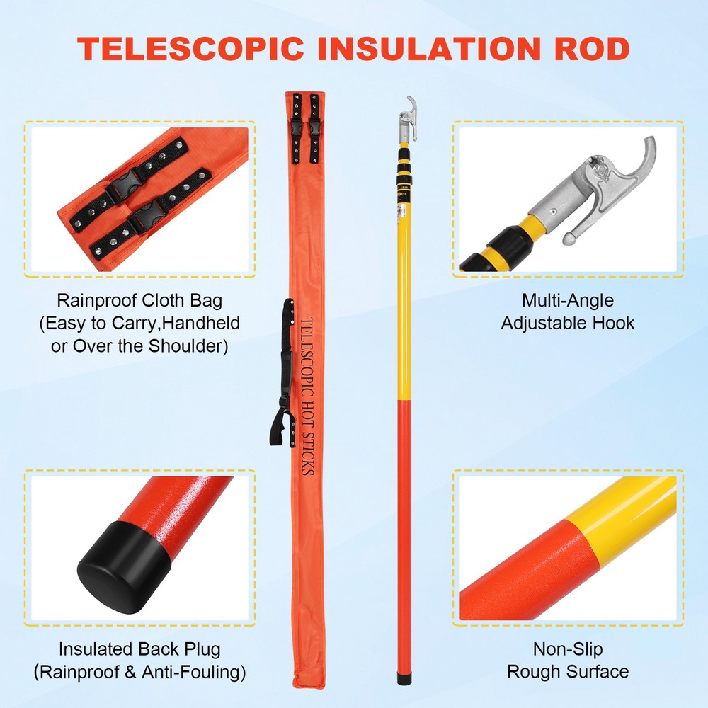 220KV 6m 4 Sections Electrical Hot Stick Telescopic Operation Pull Rod