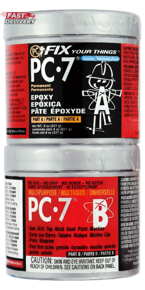 PC Products PC-7 Epoxy Adhesive Paste, Two-Part Heavy Duty, 1/2Lb in Two Cans, C