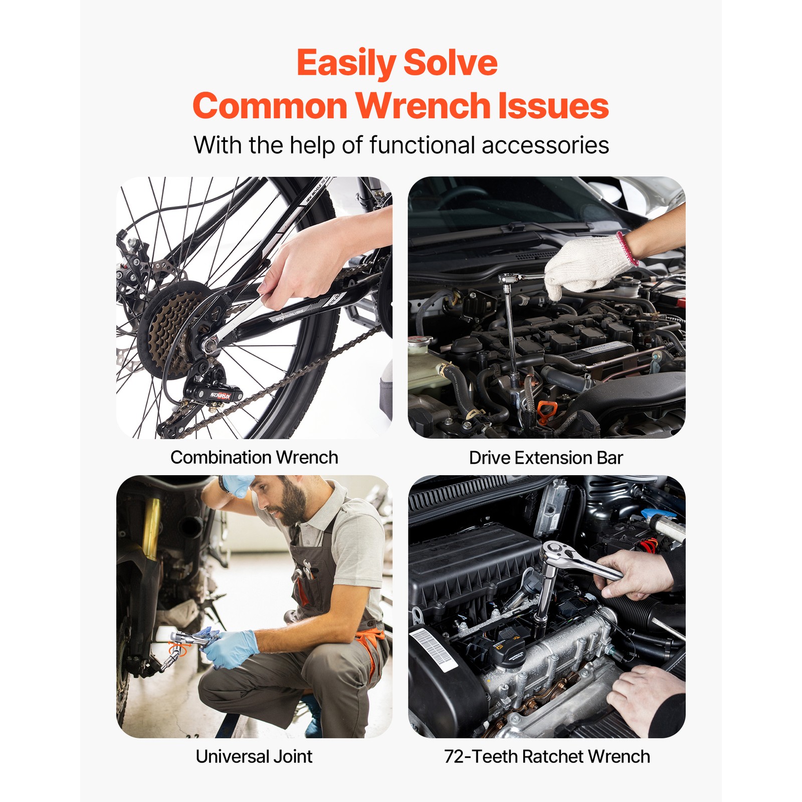 Mechanics Tool Set Socket Set 450Pcs 1/4 3/8 1/2 in Drive Orange Drawer