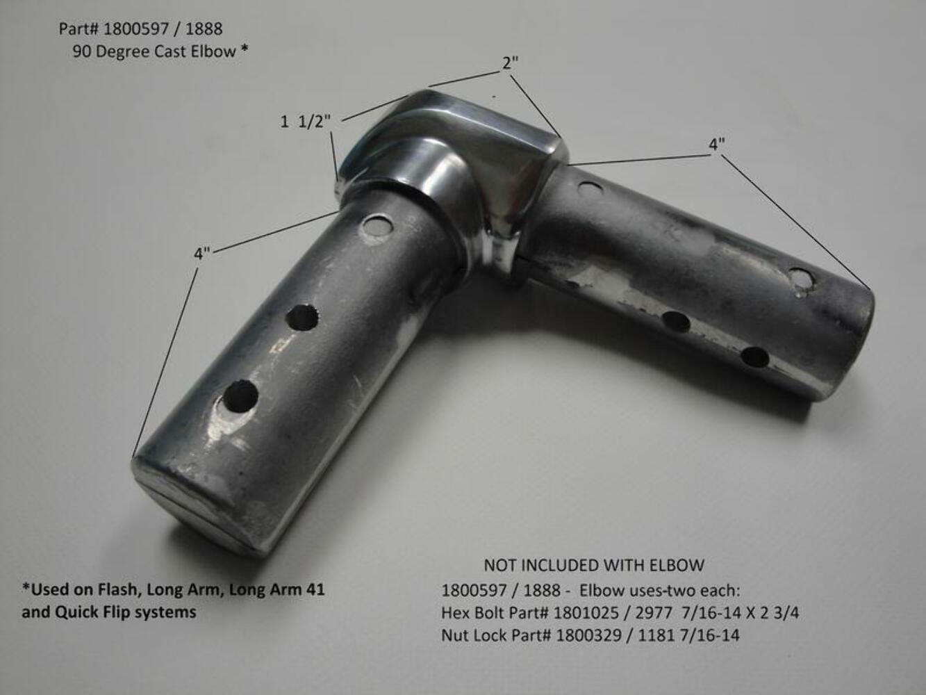 NEW 90-degree Tarp Arm Elbows for Donovan FLASH tarp system (1800597) - SET OF 2