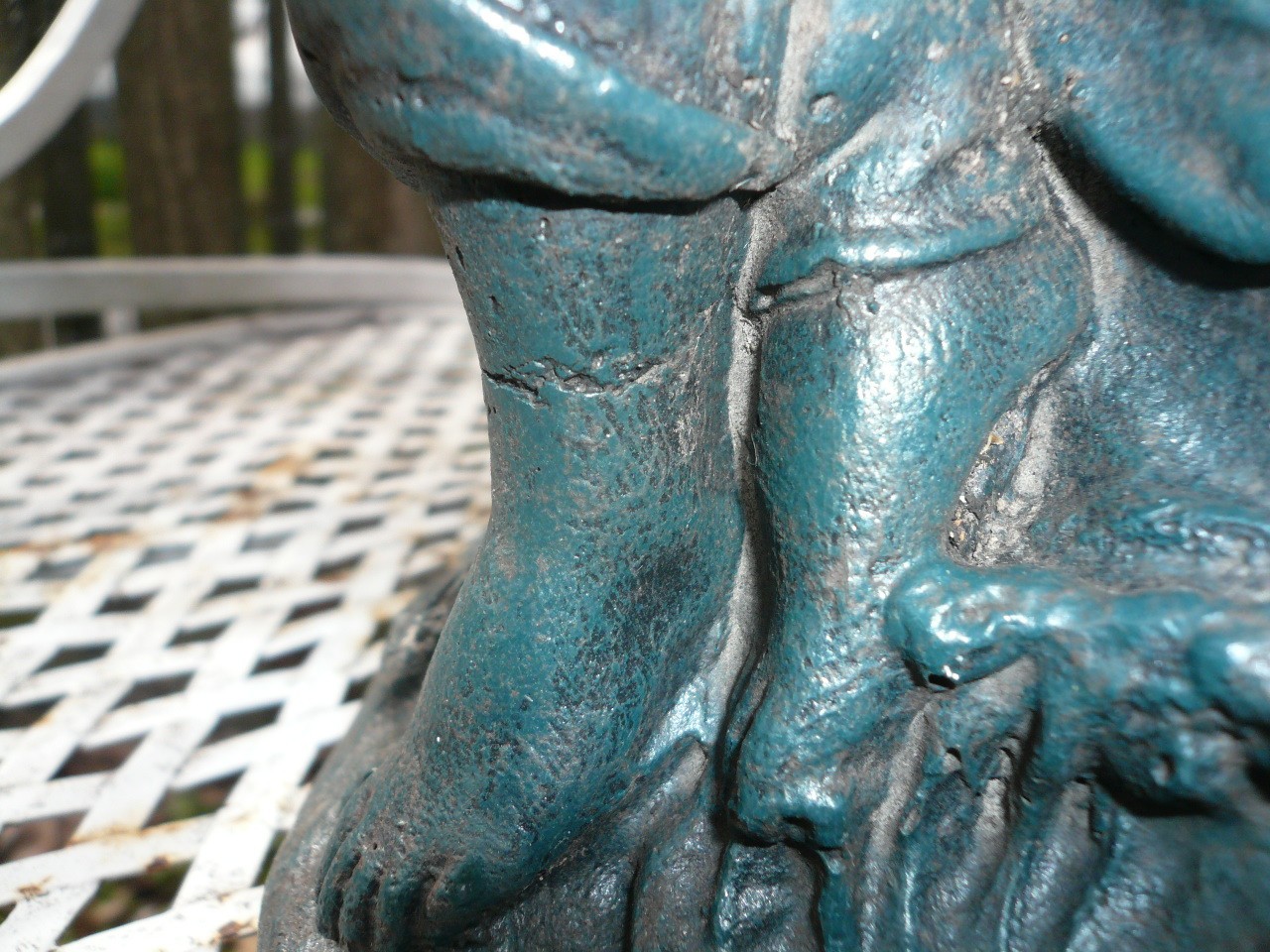 EXQUISITE MAIDEN ROCK SEASHELL VINTAGE CEMENT/CONCRETE GARDEN ORNAMENT 16" TALL