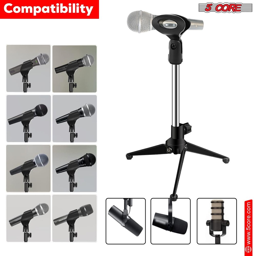 5Core Desktop Mic Stand Tripod Universal Desk Microphone Holder Table Top Stand
