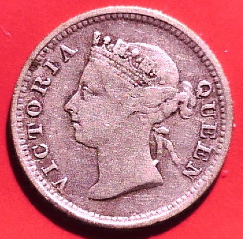 STRAITS SETTLEMENTS / SILVER 5 FIVE CENTS 1889