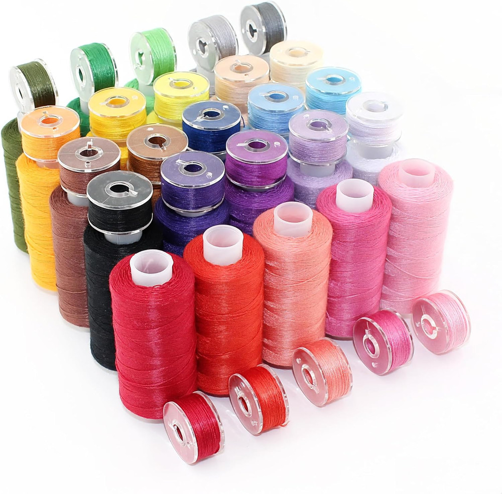 71pcs 25 Colors Bobbins Sewing Threads Kit, 400 Yards Polyester Thread Spools Pr