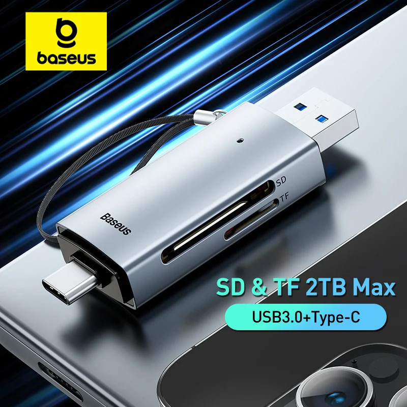 Baseus Card Reader USB C & USB3.0 to SD Micro SD TF Memory Card Device 104MB/s 2