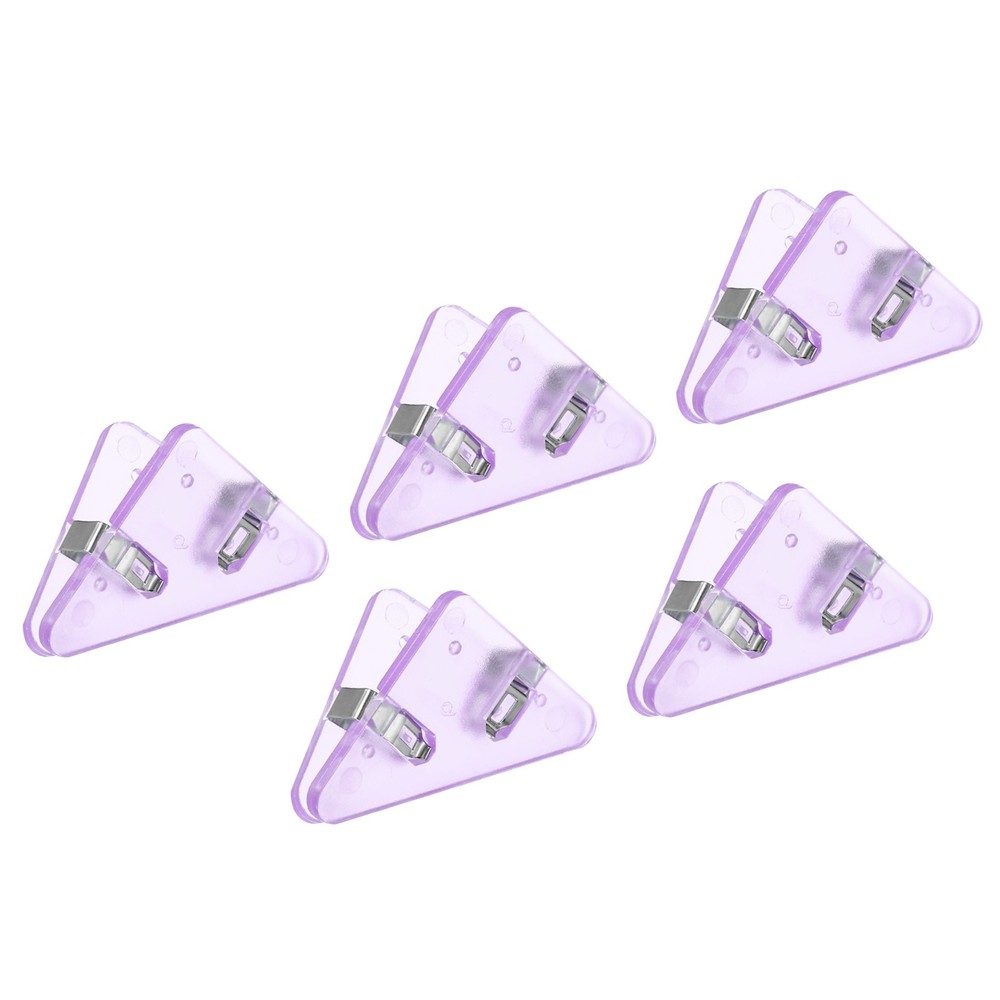 Multifunctional Document Clip,5Pcs Triangular Book Page Corner Clip,Clear Purple