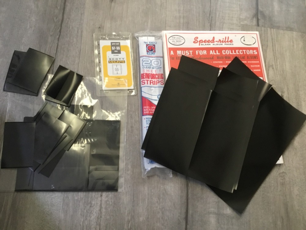 Philately: Speed-rille album pgs.; C-line reinforce; stamp mounts