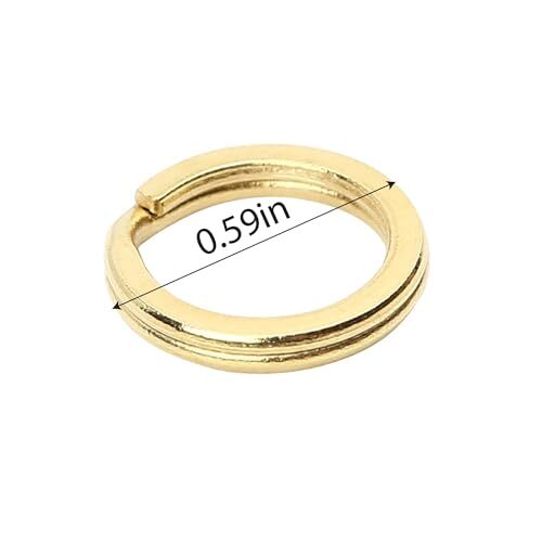 20PCS Brass Flat Split Key Rings, 15mm (0.59") Diameter, Solid Brass Keyrings