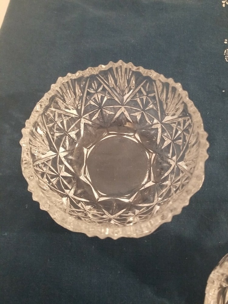 Clear Covered Candy Dish with Pressed Design