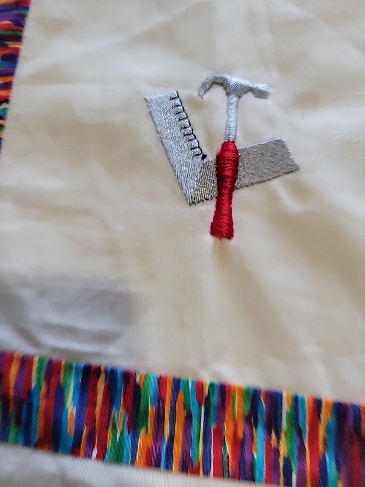 Machine stitched Patchwork Quilt Top Machine Embroidered Squares Sewing Themed