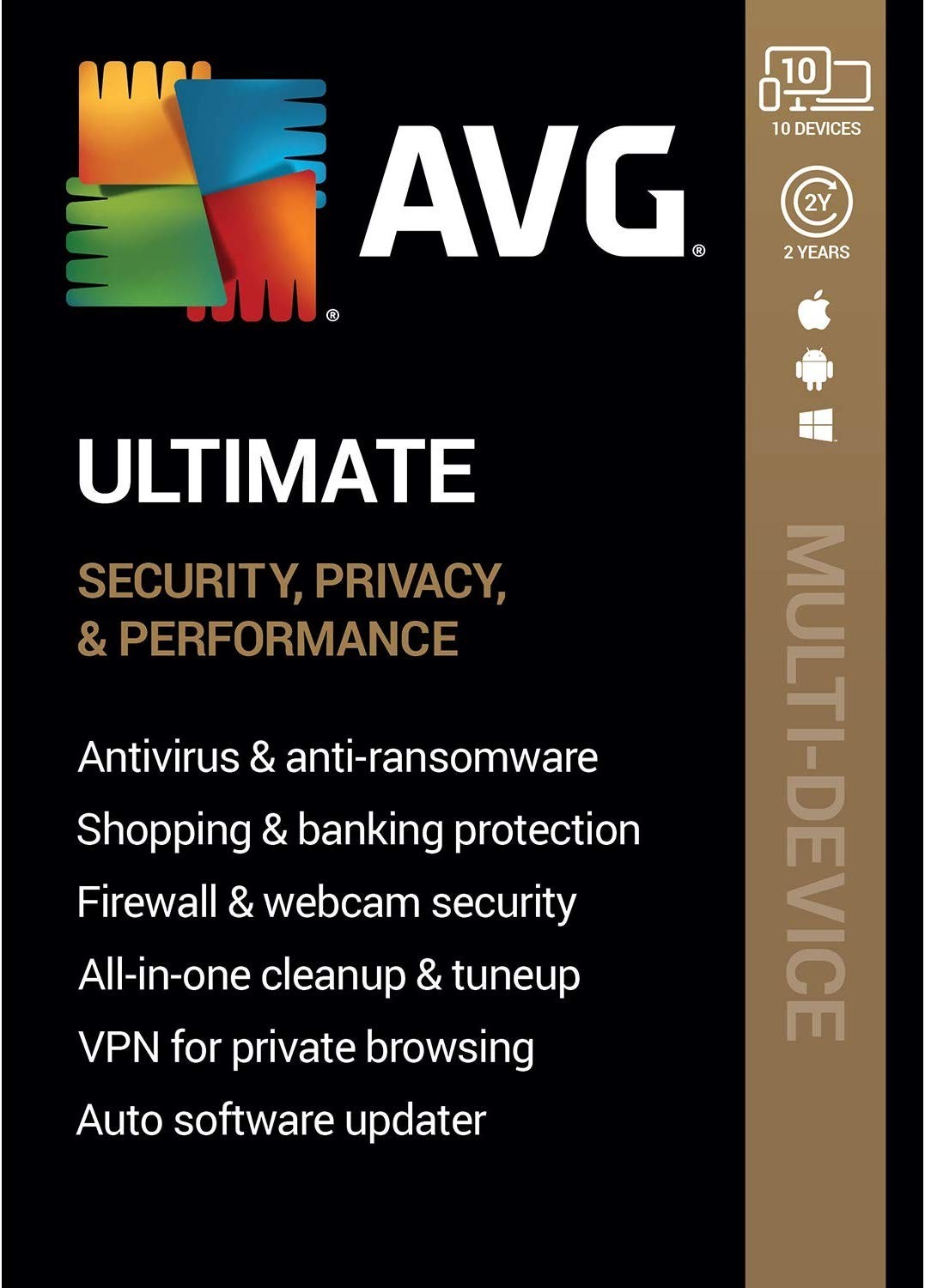 AVG ULTIMATE 2026 - FOR 10 DEVICES - 2 YEARS - INCLUDES VPN - PRODUCT KEY