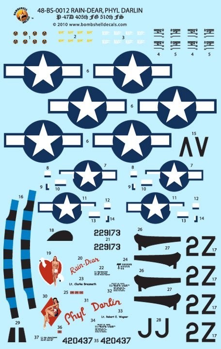 Bombshell Decals (48BS0012) 1:48 P-47D Thunderbolt "Double D Jugs"