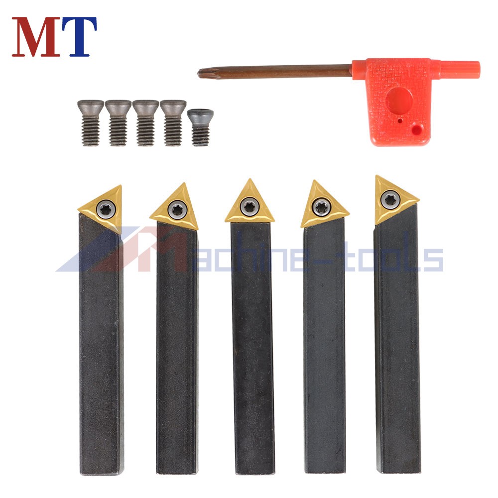 5 Pc 1/2 Inch Carbide Indexable Turning Tool Lathe Tool Bit With Carbide Inserts
