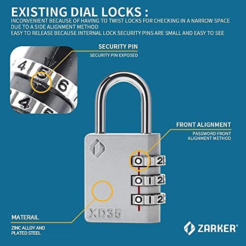 3-Digit Combination Padlock, Emerald, 2-Pack
