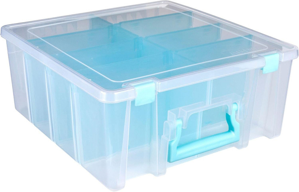 Super Satchel Double Deep Compartment Box - Art Storage with 8 Removable Compart
