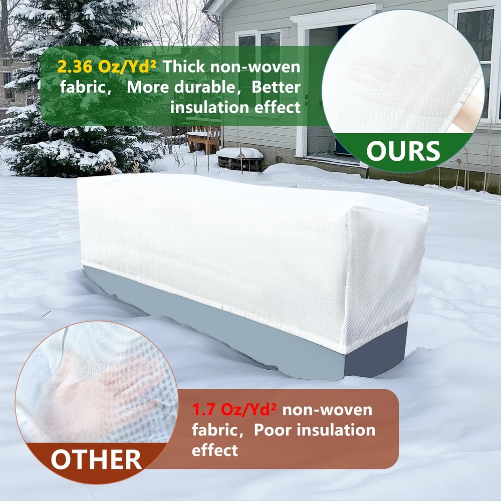 3Pack Rectangular Winter Plant Covers 2.36 oz/yd² Frost Protection Drawstring