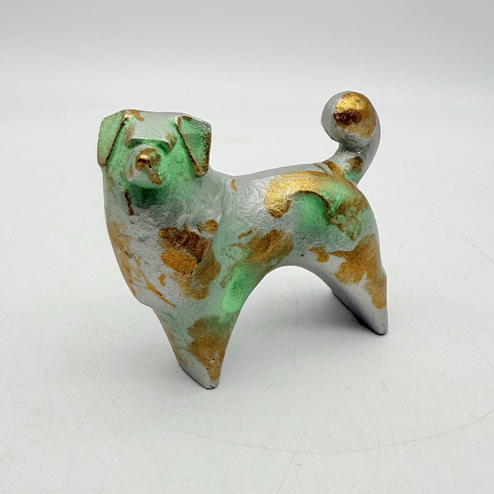 Vintage Signed Sotaro Saegusa Japanese Cast Iron Dog Sculpture