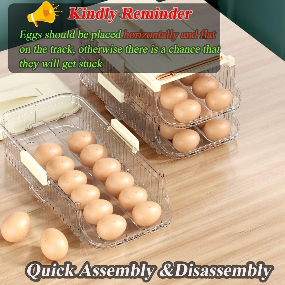 Stackable 2-Tier Egg Storage Container with Freshness Tracker - 8 Eggs Capacity