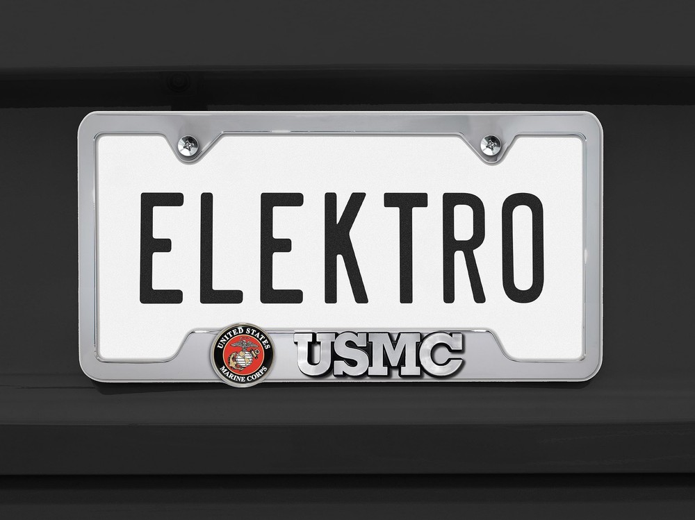 Marines USMC 3D Chrome Metal License Plate Frame