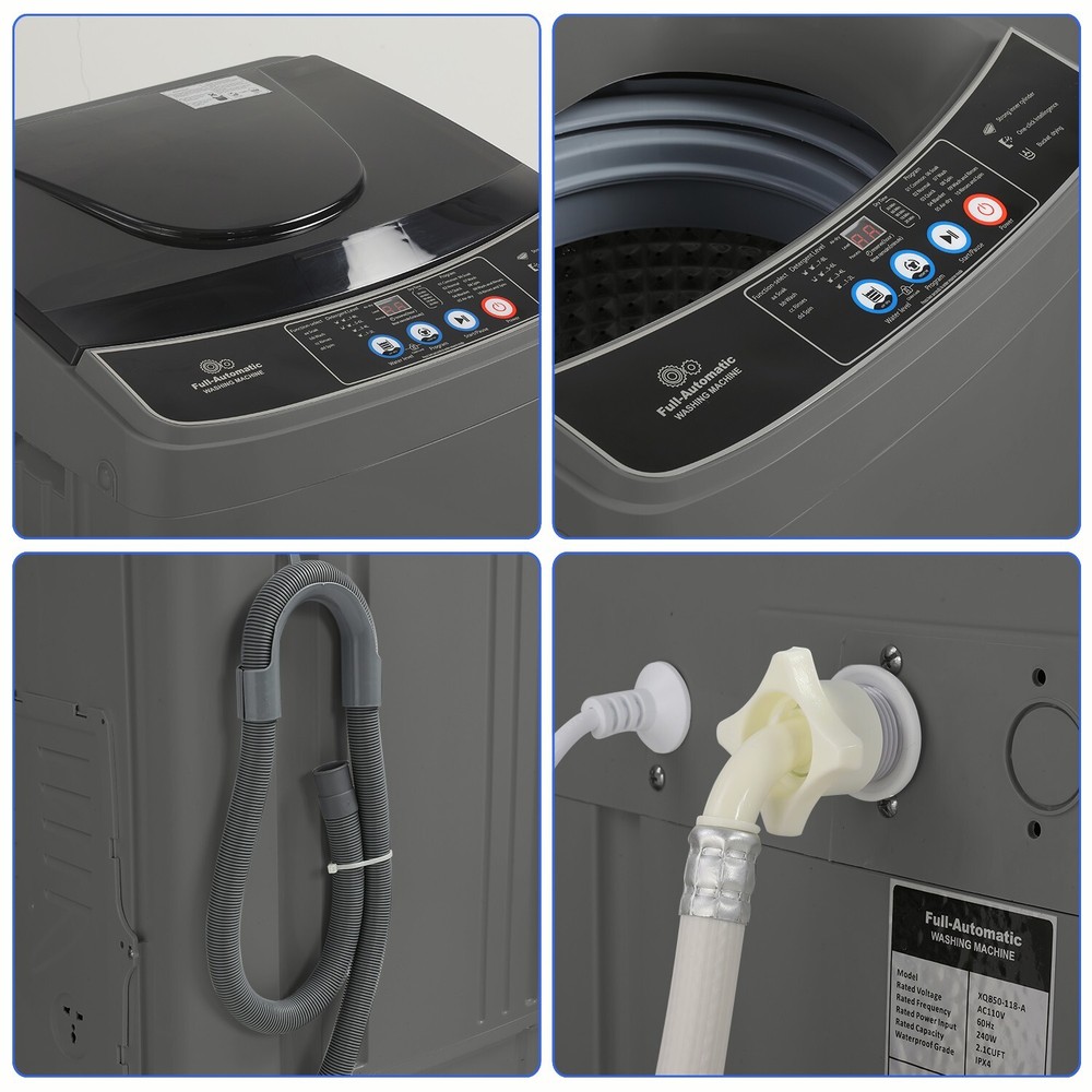Washing Machine Compact Laundry Washer Energy Saving 15.6LB Top-Loading Washer