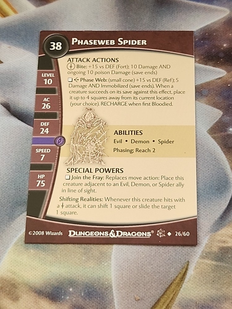 D&D MINIATURES PHASEWEB SPIDER 26/60 U DEMONWEB
