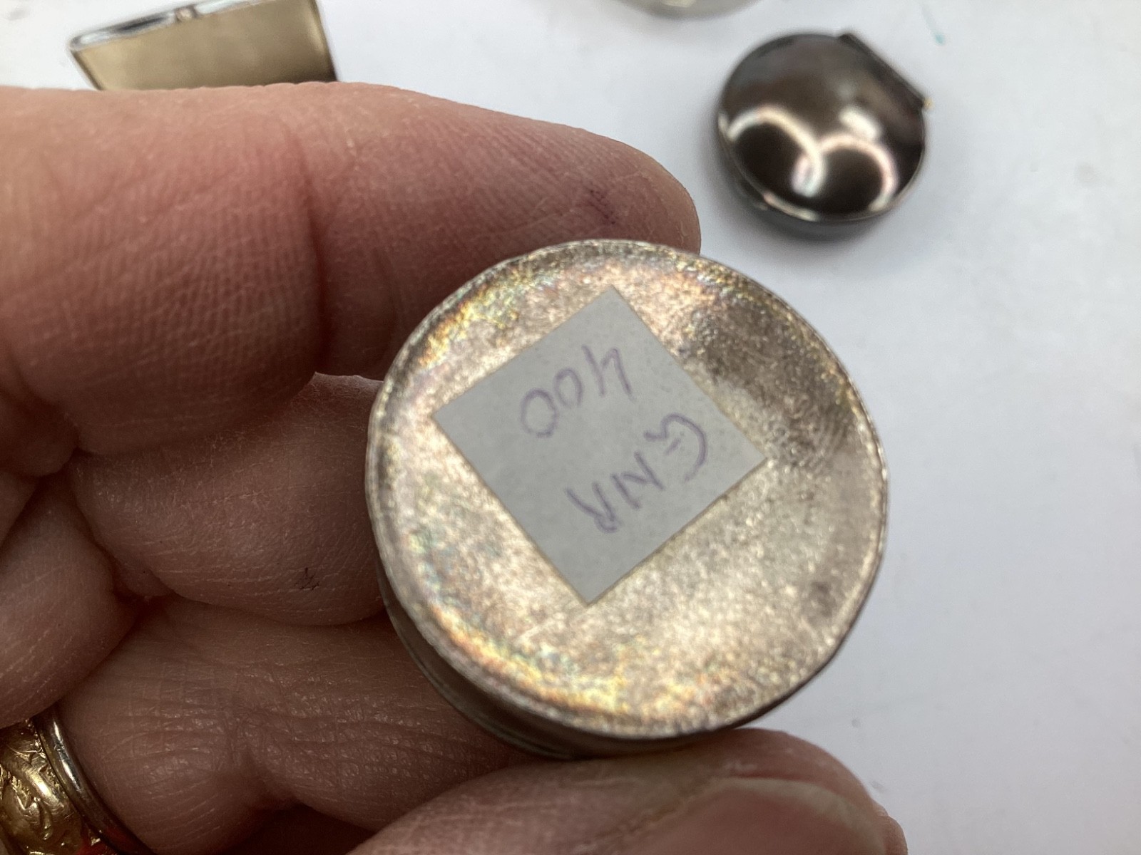 4 Vintage Engraved Sterling Silver Rectangle Pill Box,cloisonné, wood inlay+(B3)