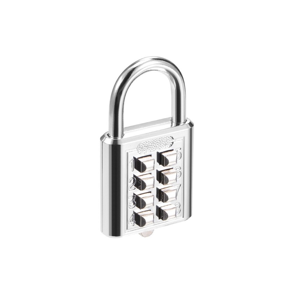 8-Digit Combination Padlock Push Button Lock for Locker Cabinet Silver Tone 2Pcs