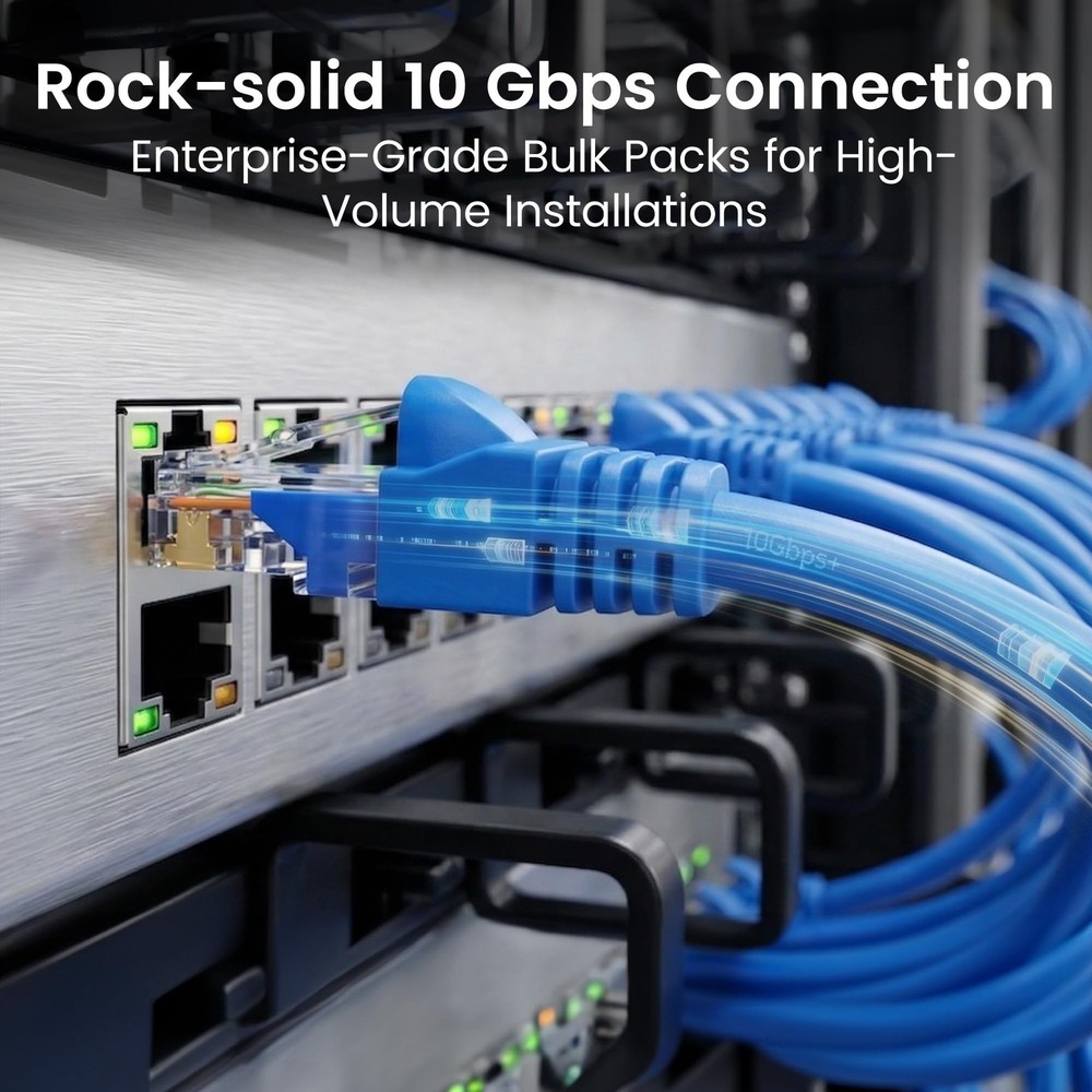 Cat 6 Ethernet Patch Cable 10 ft Blue (10 Pack) - Cat6 Patch Cables 10ft Blue...