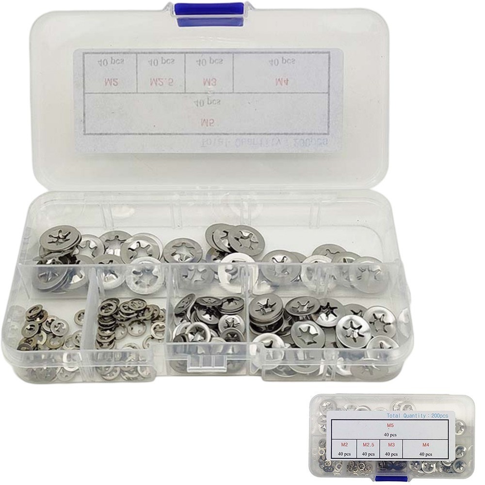 200pcs Star Lock Washers Internal Tooth for Mechanical Engineering Applications