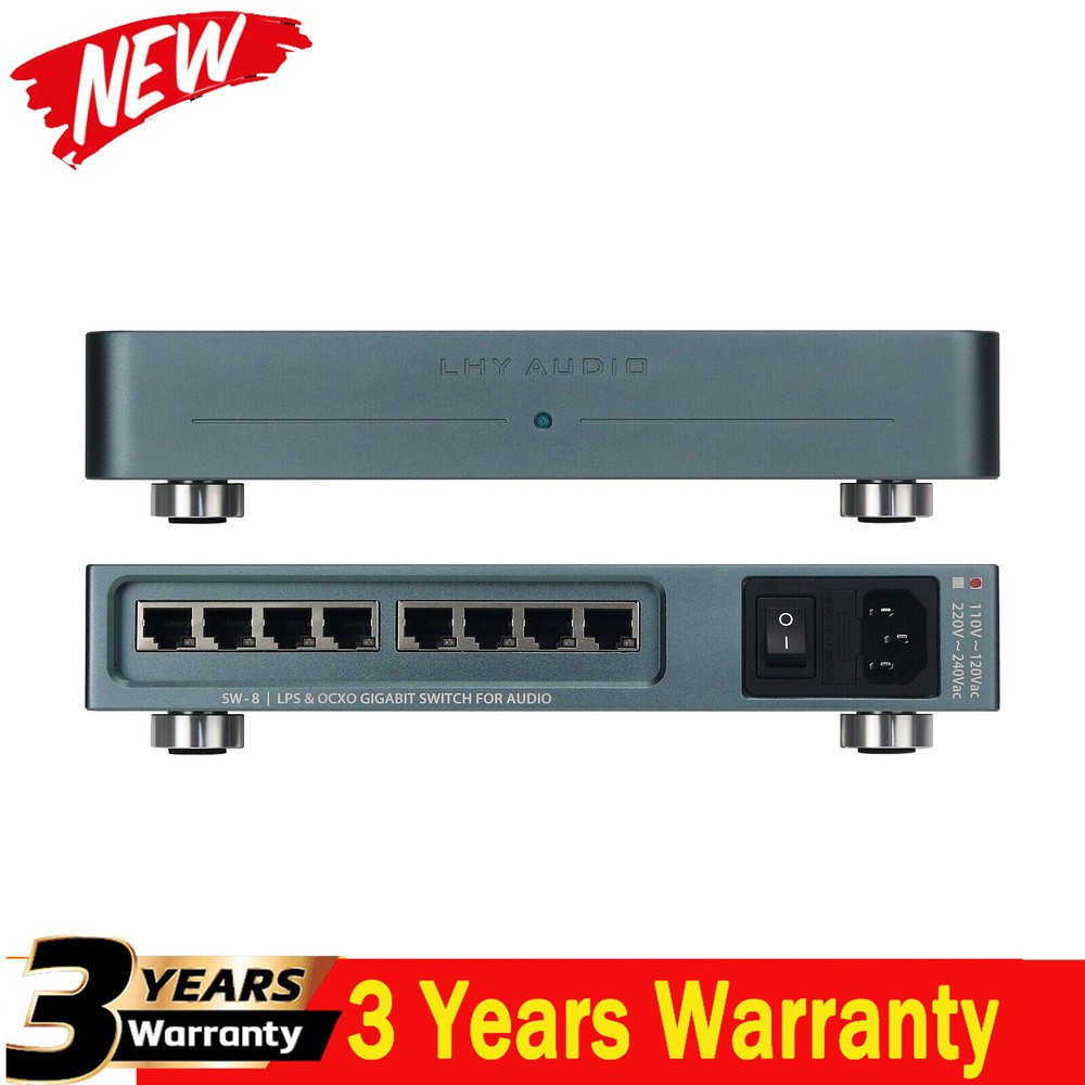 LHY Audio 110V 8 Port Network Switch LPS & OCXO Gigabit Switch Linear DC Powered