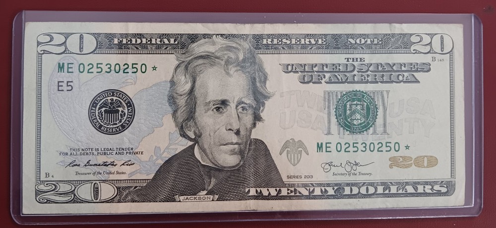 2013 $20 Star Error Note With Cool Serial Number ME02530250*