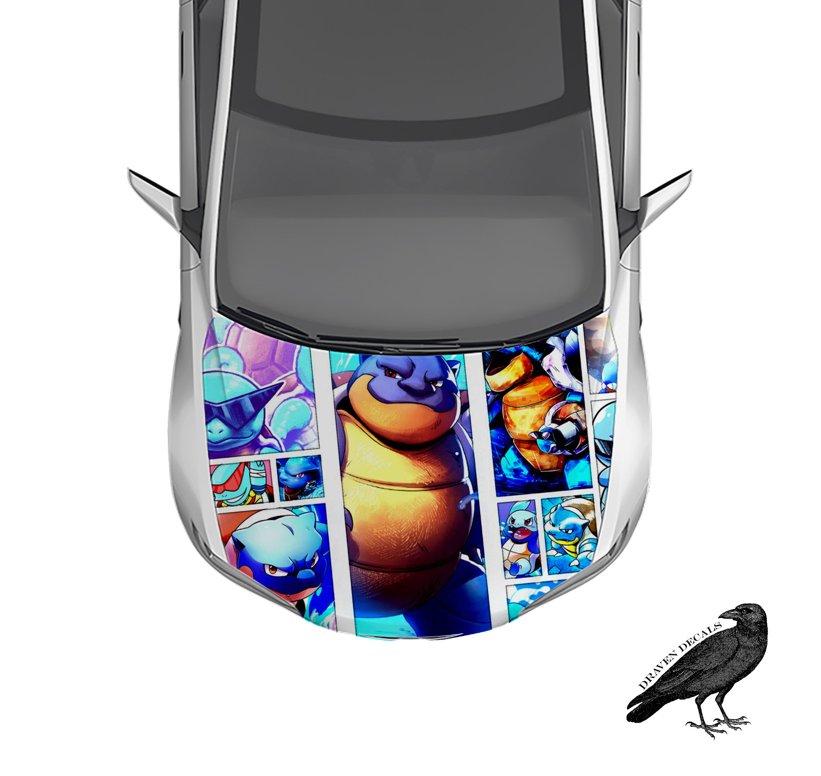 Blastoise Pokemon Hood Wrap Weatherproof 3M Vinyl Car Decal 50" X 65"