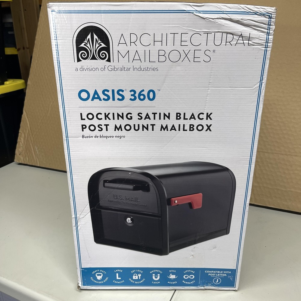 Architectural Mailboxes Oasis 360 Locking Large Mailbox Pewter Post Mount 6300P