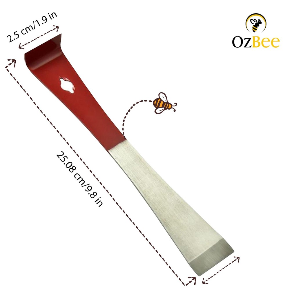 OZBEE 2 Pcs Stainless Steel Hive Scraper Tools | Essential Beekeeping Red