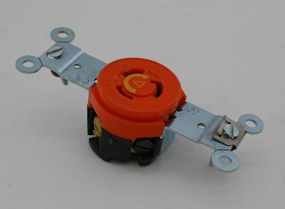 Hubbell L5-15 Orange Locking Single Receptacle