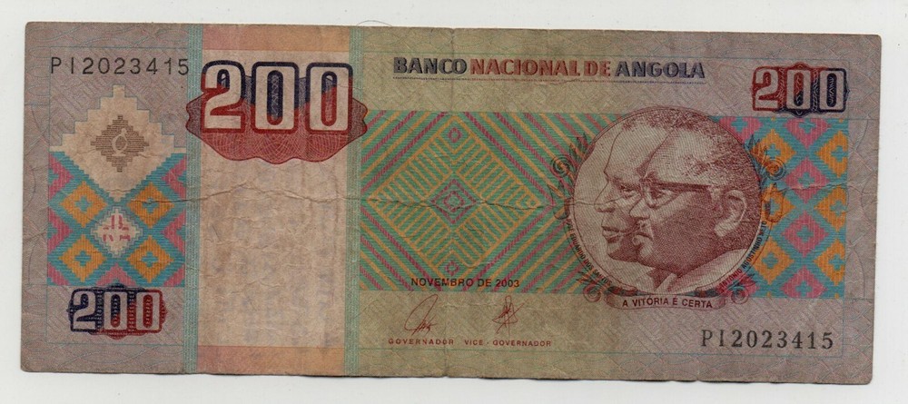 ANGOLA 200 KWANZAS 2003 PICK 148 LOOK SCANS