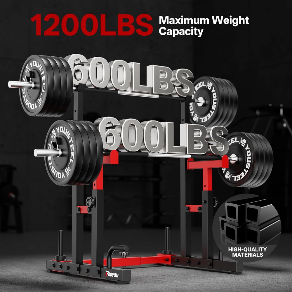 Adjustable Squat Rack Stand, 1200 LBS Total Capacity Multi-Function Bench Press