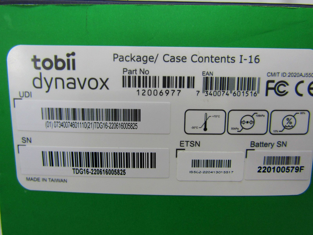 Tobii Dynavox I-16 Eye-Gaze Computer, Speech Generating Communication Device