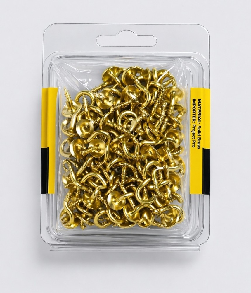 1/2” Solid Brass Cup Hooks 100pc BRAND NEW (GREAT VALUE)