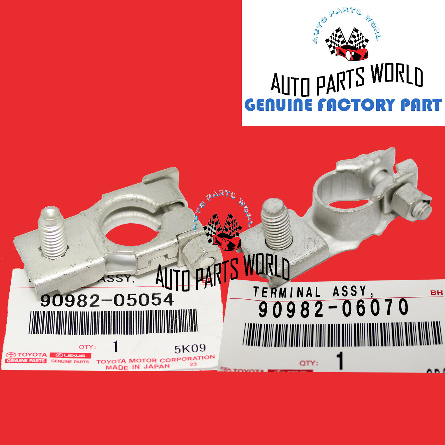 NEW GENUINE OEM TOYOTA COROLLA RAV4 SCION iM xB iQ + & - BATTERY TERMINAL SET